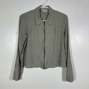 IOIO Design, Cropped Long Sleeve Zipper Shirt, Shoulder Pads. Size Medium